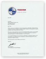 Toshiba 15 year letter 